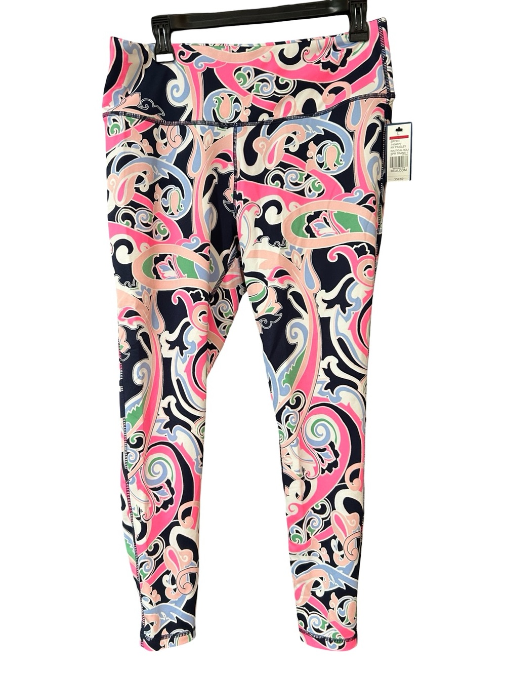 crown & ivy Pink Navy Multi-Color Swirl Print Leggings